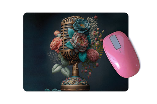 Hey Casey! Floral Mic Night Mouse Pad